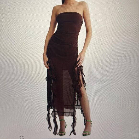 NWT Lioness Whimsigoth Dress Womens XS Brown Sheer Fairy Y2K - Picture 1 of 8